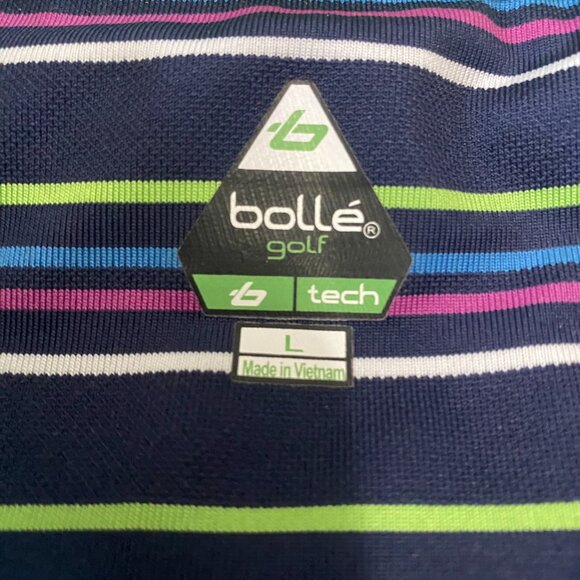 Bollé Golf Performance Tech Polo Shirt Striped - Size Large - Picture 4 of 10